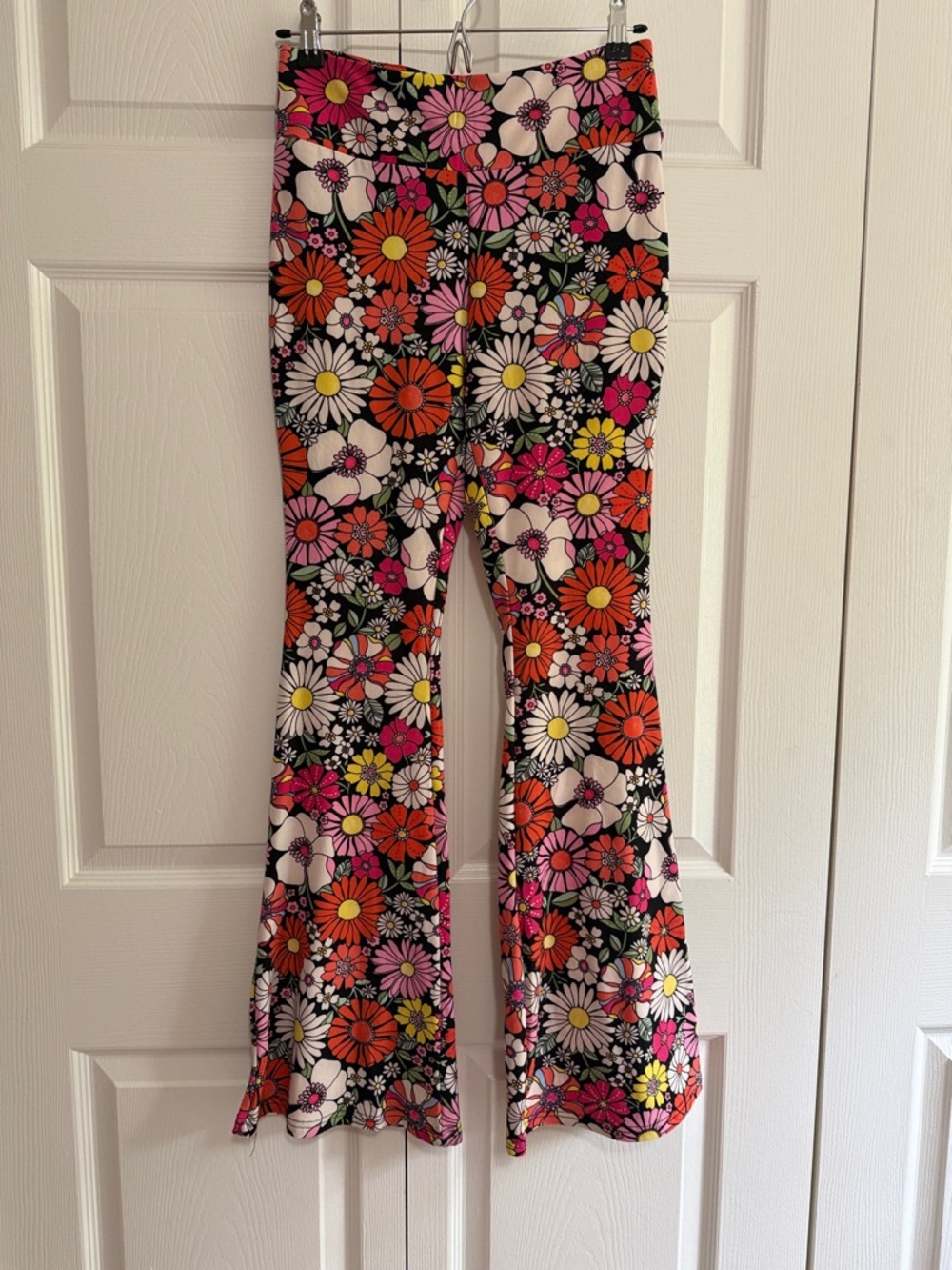 No Boundaries Floral Flare Pants in Pink, Orange & Yellow
